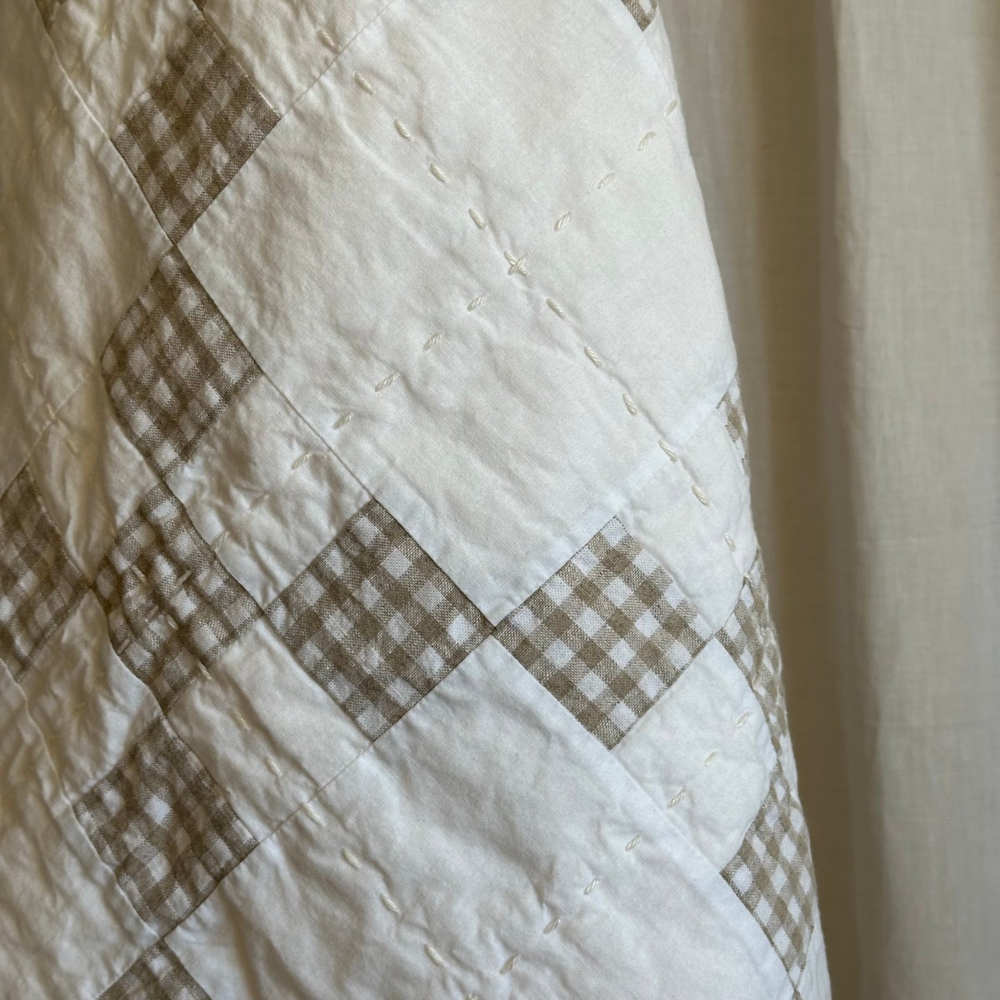 Linen Gingham in Natural and White