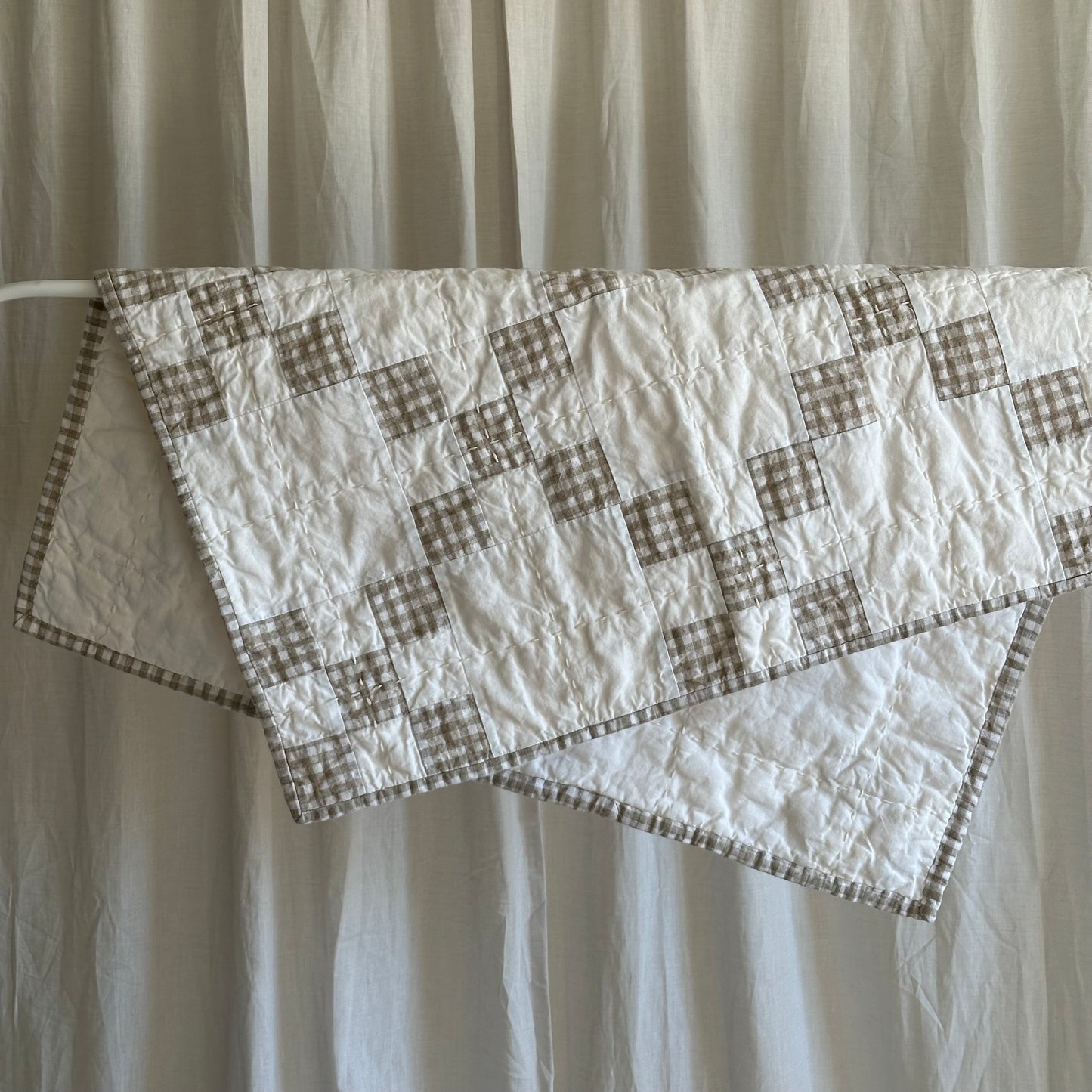 Linen Gingham in Natural and White