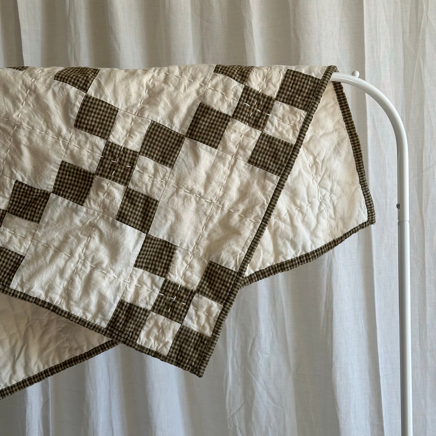 Woven Gingham in Olive and Natural