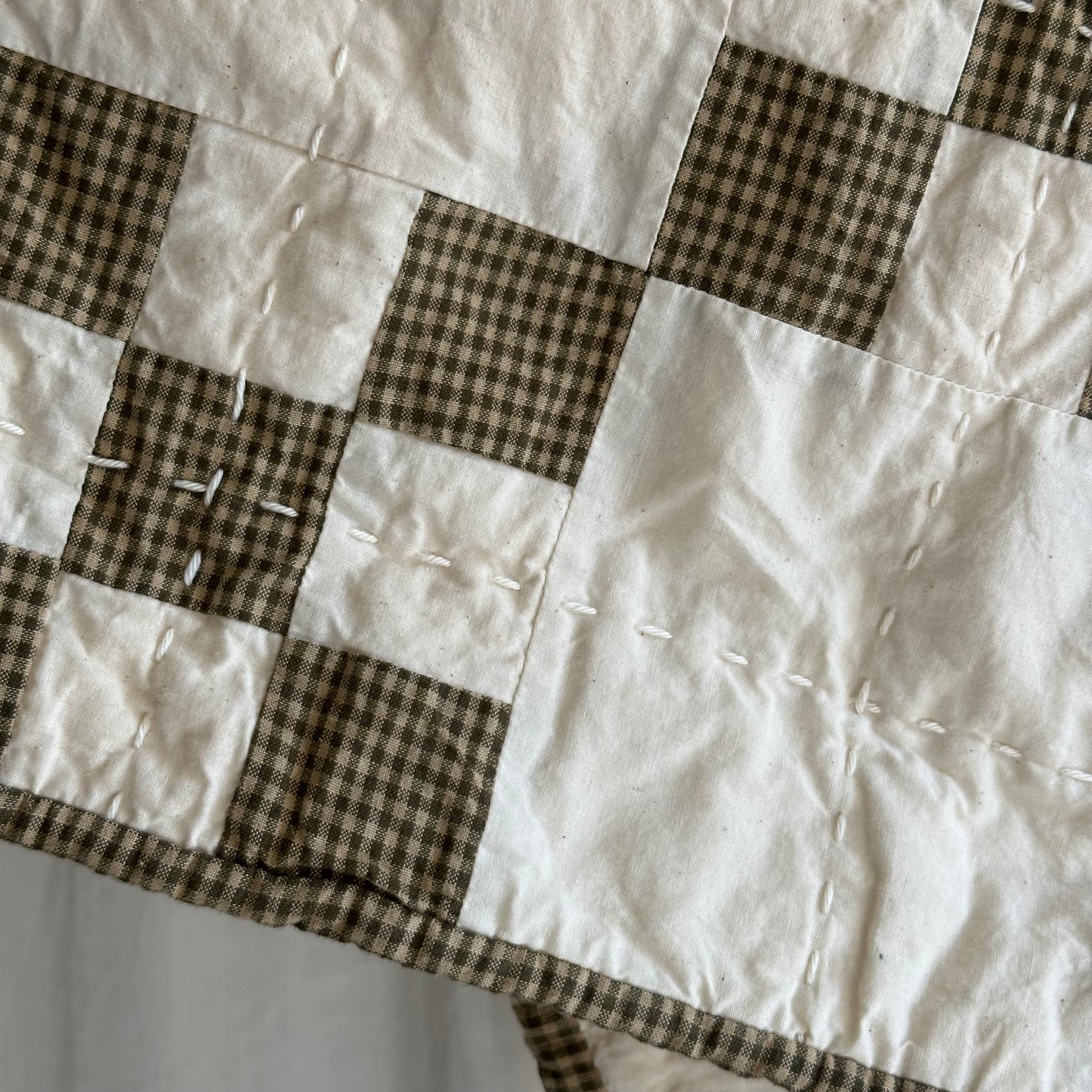 Woven Gingham in Olive and Natural