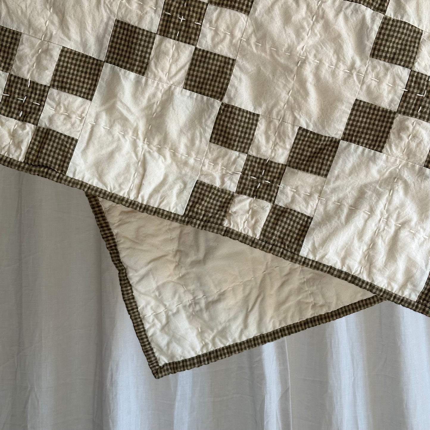 Woven Gingham in Olive and Natural