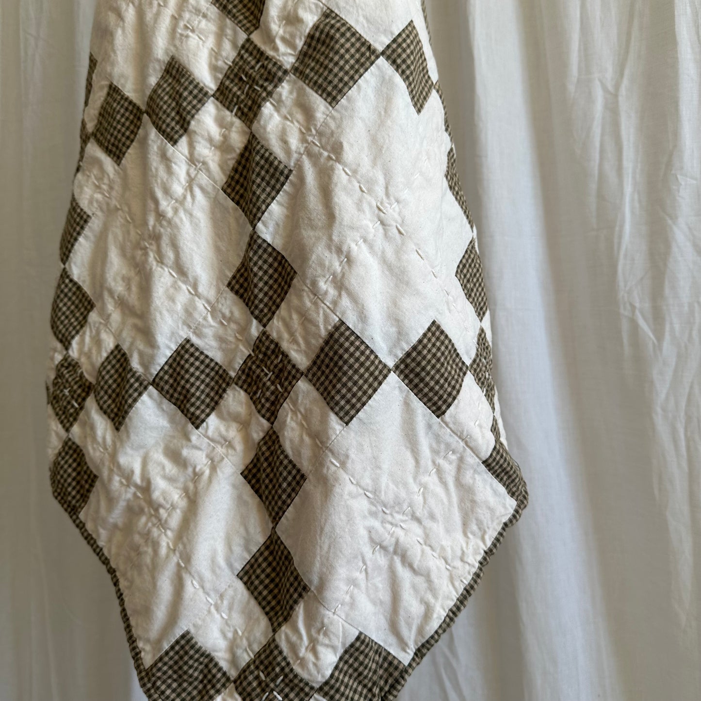 Woven Gingham in Olive and Natural