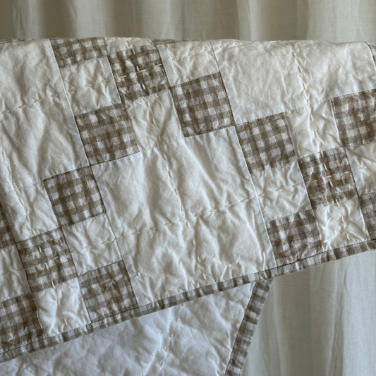 Linen Gingham in Natural and White